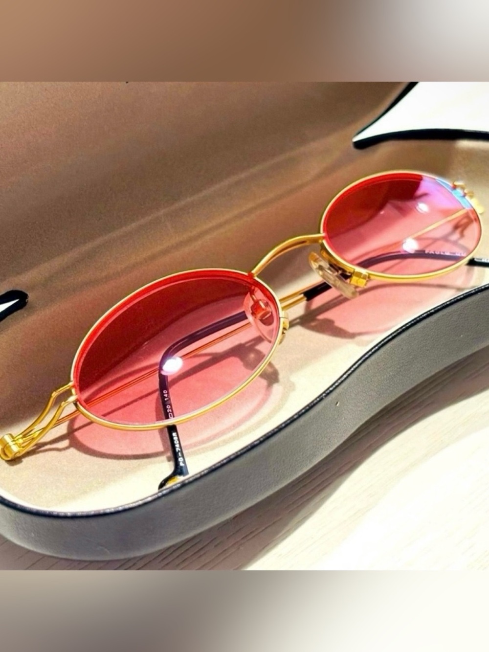 VERY RARE Authentic Gucci Coogi Brand Name Gold Metal Frame Pink Tint Sunglasses